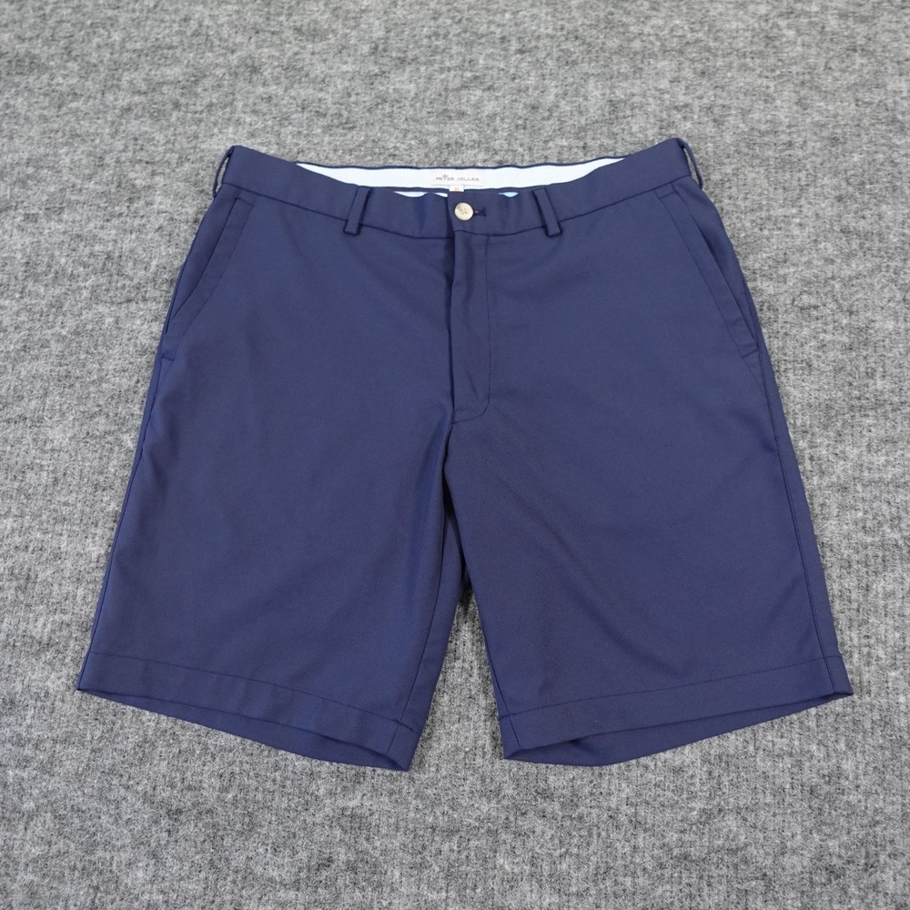 Peter Millar Salem High Drape Performance Shorts Mens 33‎ Blue Golf Stretch